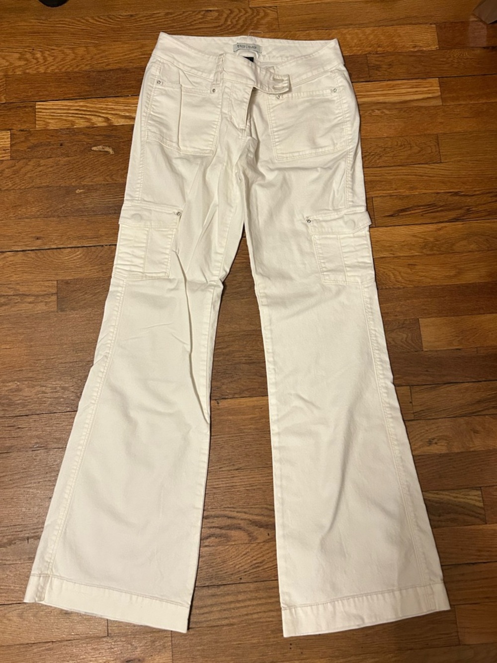 White Cargo Flare Pants